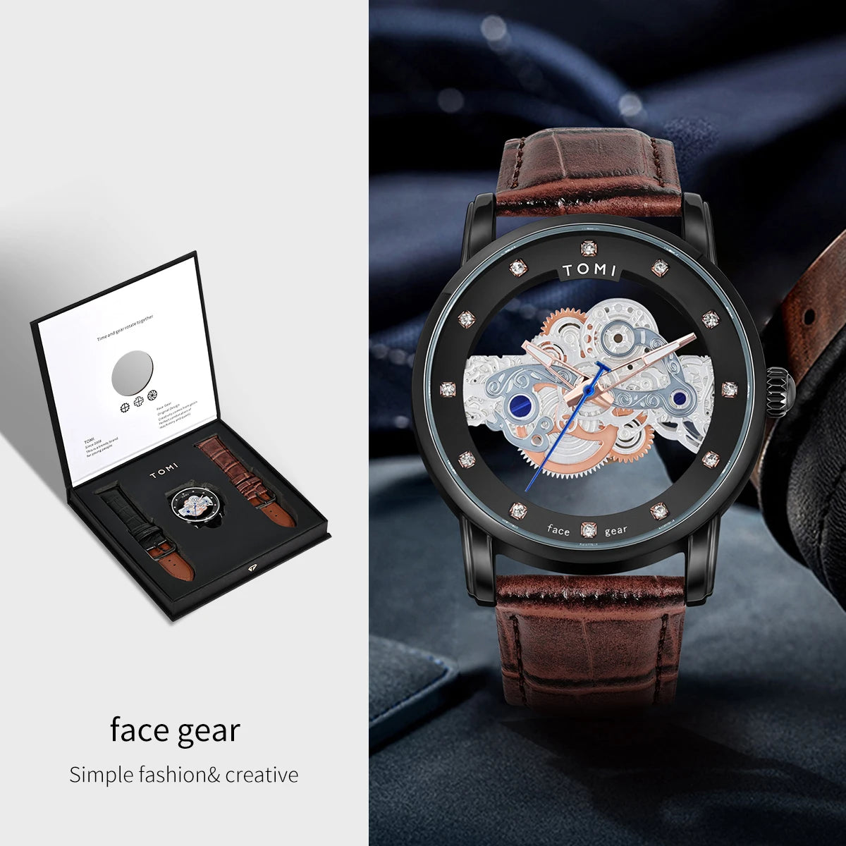 TOMI-T102 Automatic Leather Watch