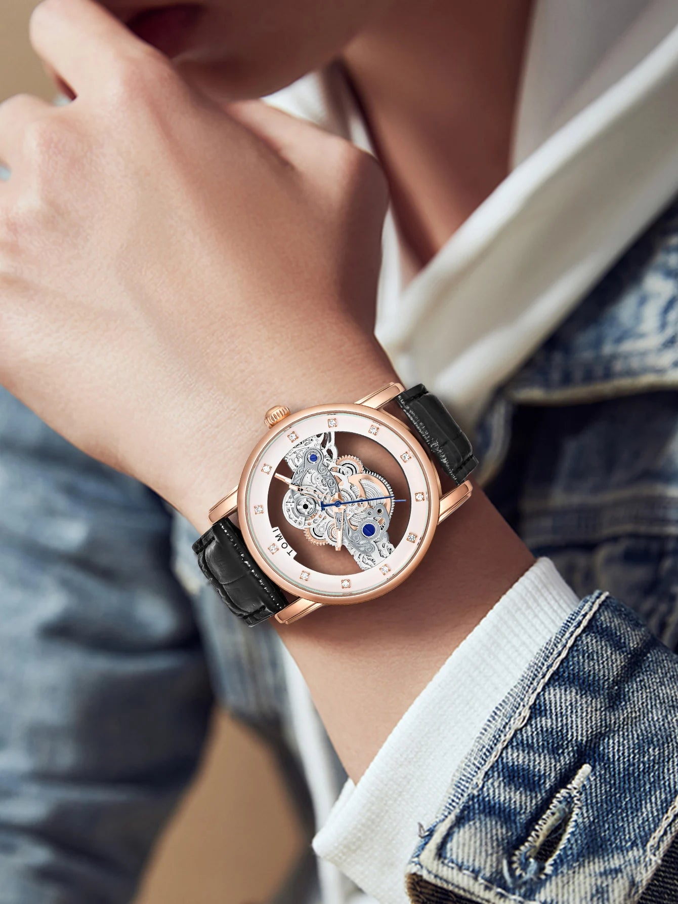 TOMI-T102 Automatic Leather Watch