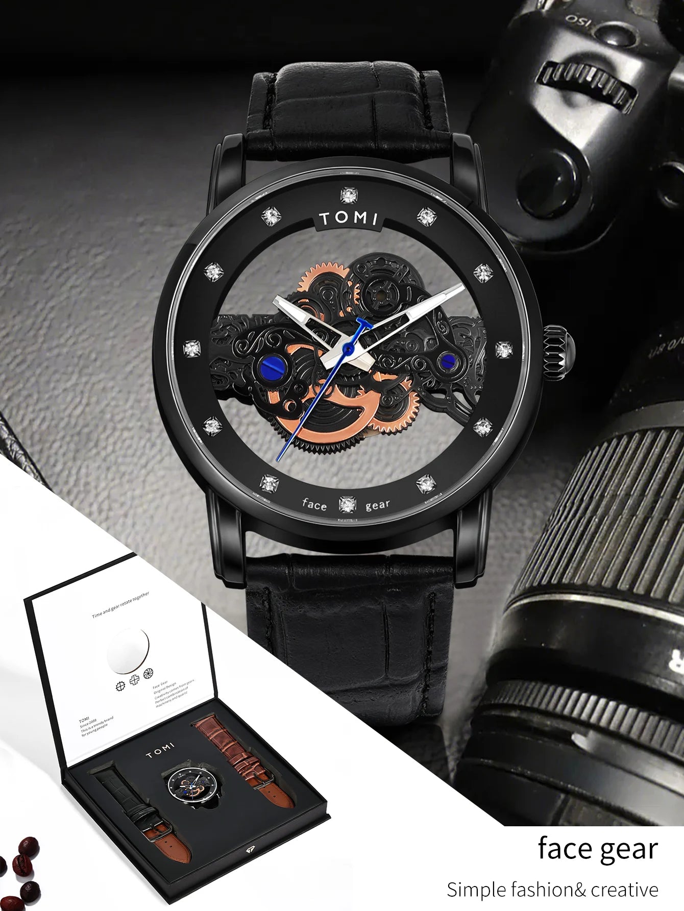 TOMI-T102 Automatic Leather Watch