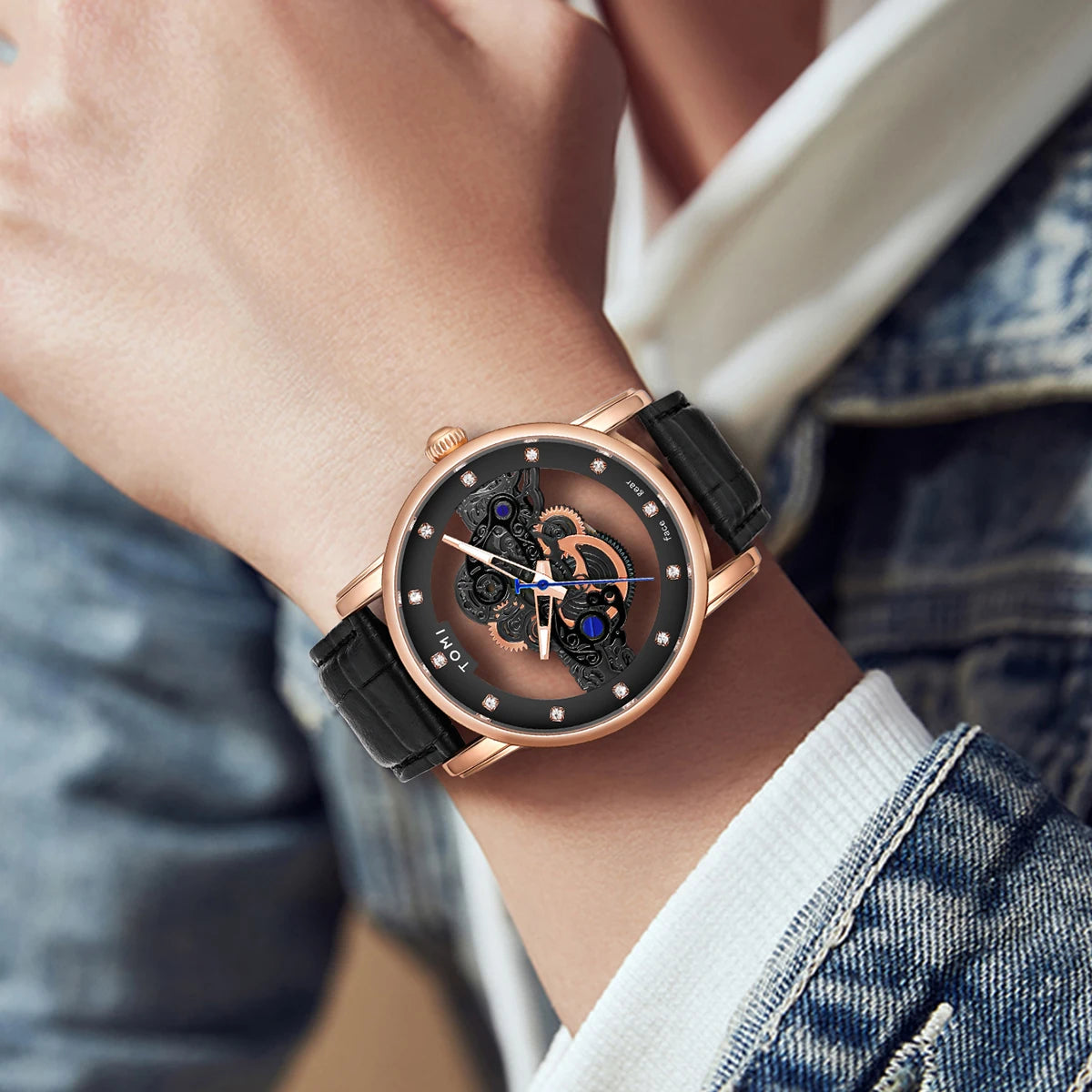 TOMI-T102 Automatic Leather Watch
