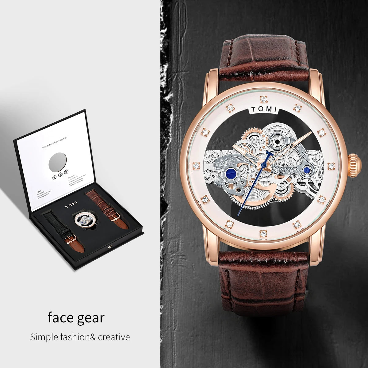 TOMI-T102 Automatic Leather Watch