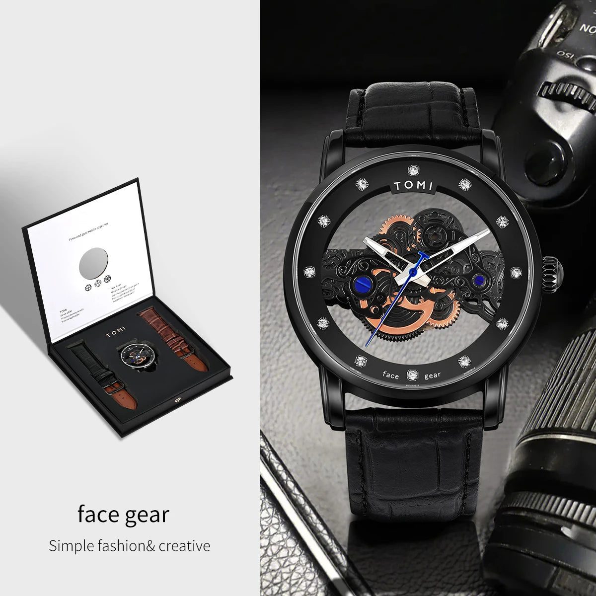 TOMI-T102 Automatic Leather Watch