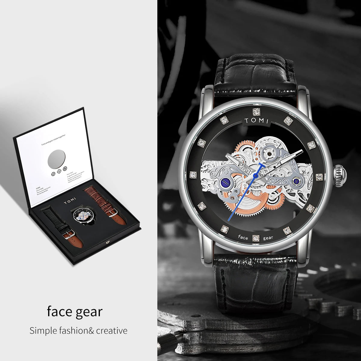 TOMI-T102 Automatic Leather Watch