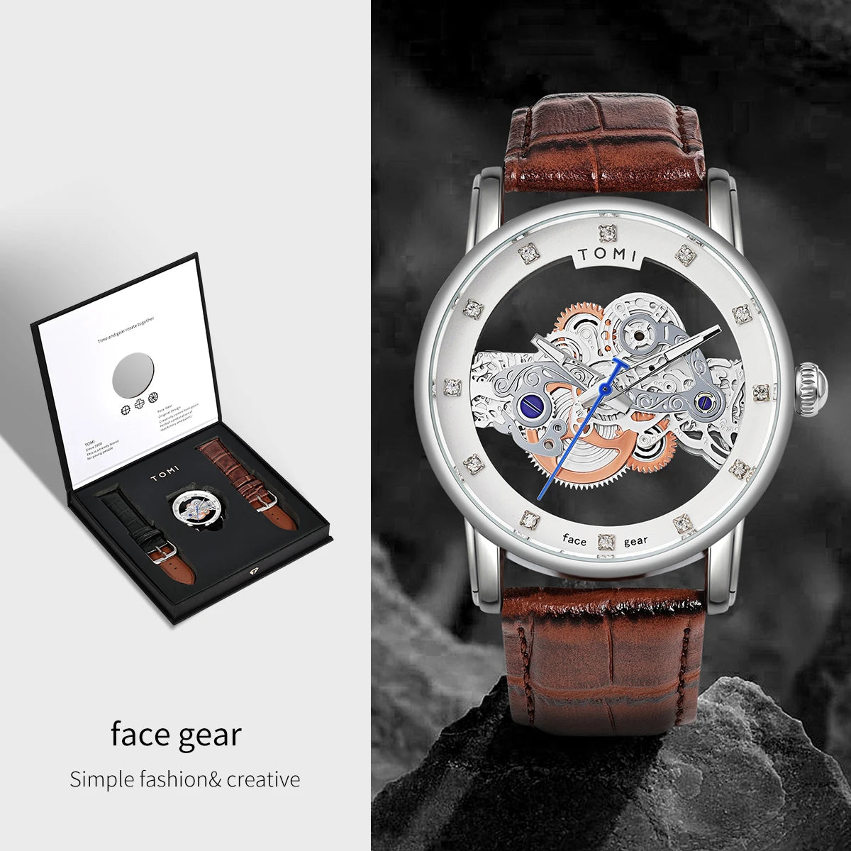 TOMI-T102 Automatic Leather Watch