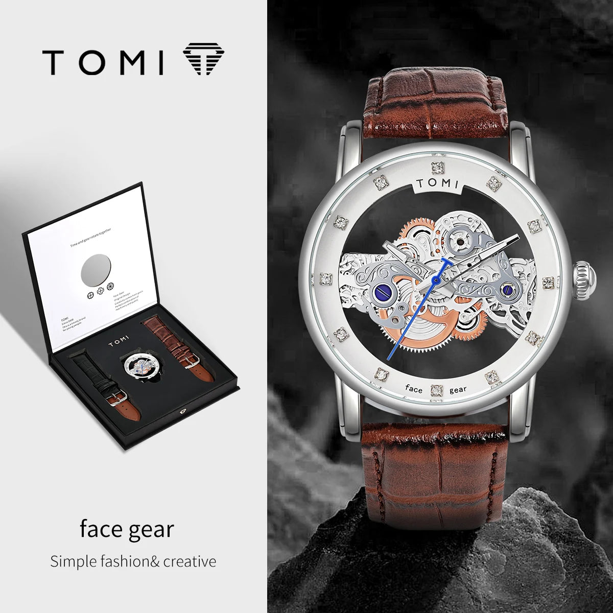 TOMI-T102 Automatic Leather Watch
